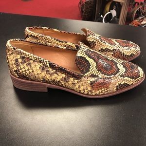 Madewell The Frances Loafer in Snake Embossed Leather Shoes Size 8.